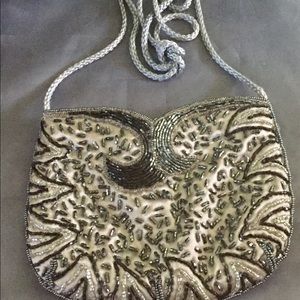 Silver Embellished Beaded Purse